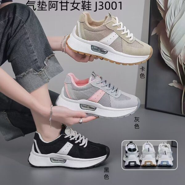 รองเท้ากีฬาเบาะลม รองเท้าผู้หญิง รองเท้าวิ่งพื้นหนาเพิ่มความสูงสำหรับฤดูใบไม้ผลิและJ3001