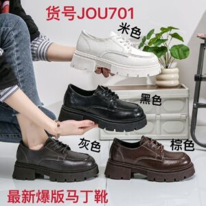 Made in China, British-style leather shoes with round toe, versatile loafers with thick soles and heightening sole JOU701