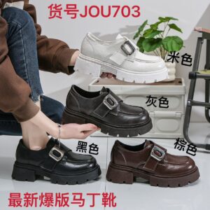 Made in China, British-style leather shoes with round toe, versatile loafers with thick soles and heightening sole JOU703