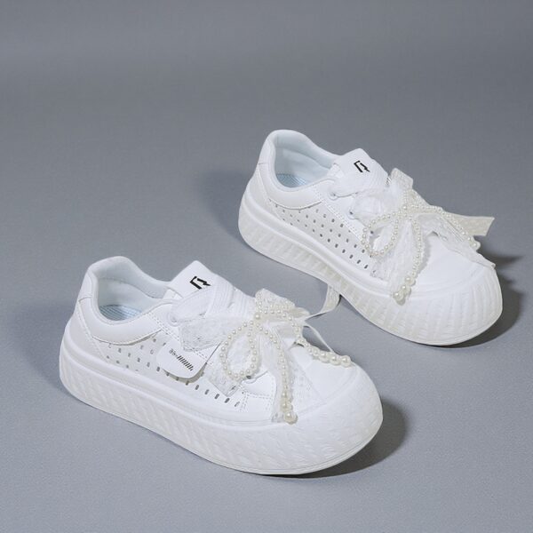 Made in China bow board shoes sports white shoes beads casual women's thick solesXT186 - 图片 2