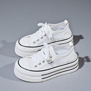 Women's shoes made of thick white breathable mesh KT298