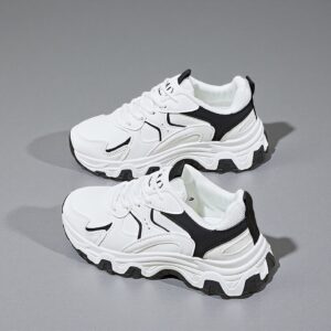 Made in China leather white shoes thick soles women's chunky sneakers ZY7823