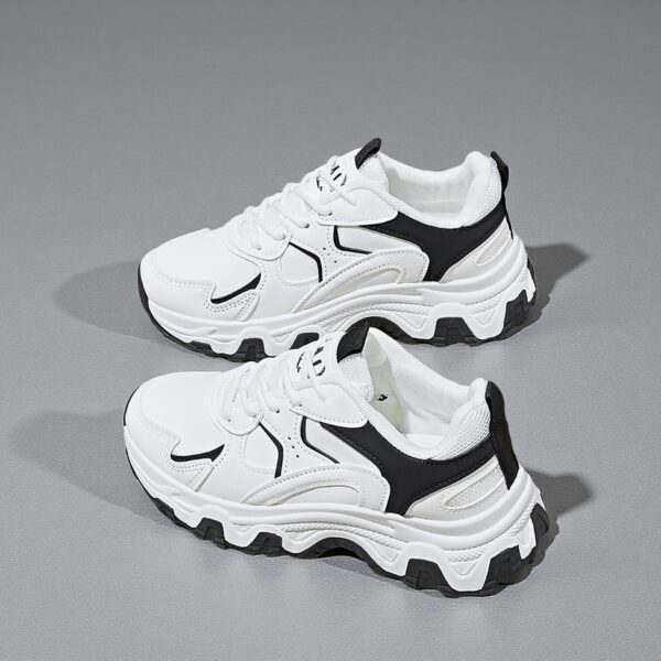 Made in China leather white shoes thick soles women's chunky sneakers ZY7823