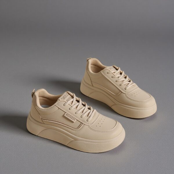 Made in China white leather shoes thick sole women khaki skateboard shoesSH522 - 图片 4