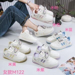 White leather shoes for women, autumn sneakers, student candy-colored casual sneakers M122