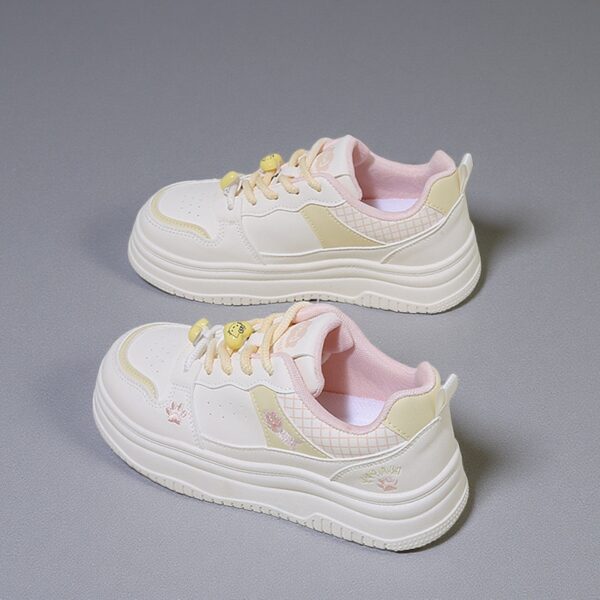 Hecho en China Zapatos blancos de suela plataforma Zapatillas de deporte de mujerY9975 - 图片 3