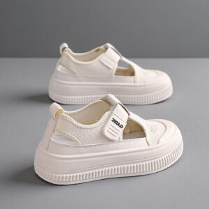 Shoes summer breathable thin fly woven women's thick sole hollow casual shoes KT2680