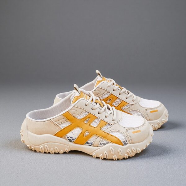 Summer student wear half-trailer flat bottom casual mesh breathable women's shoes KT295 - 图片 3