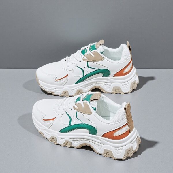 Made in China leather white shoes thick soles women's chunky sneakers ZY7823 - 图片 3