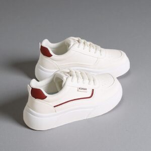 Made in China white leather shoes thick sole women khaki skateboard shoesSH522