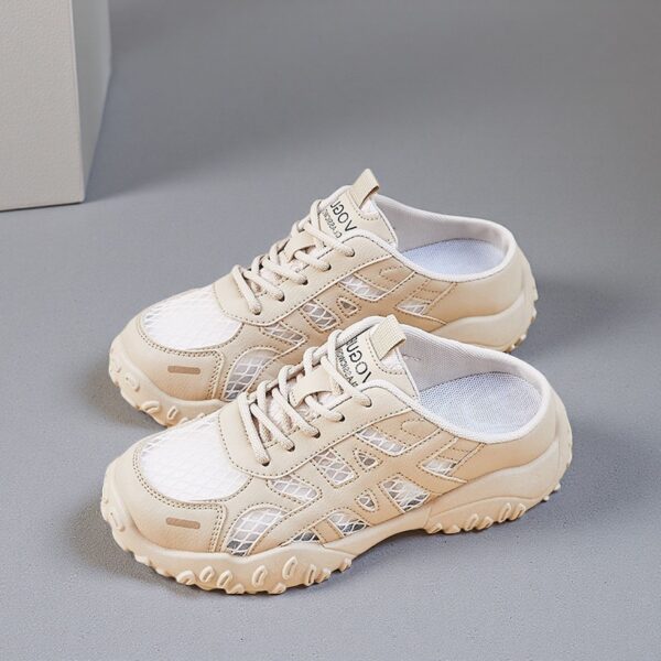 Summer student wear half-trailer flat bottom casual mesh breathable women's shoes KT295 - 图片 2