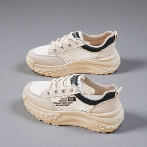 Made in China, this women's flat-soled heightening mesh shoes are breathable for summerXY518