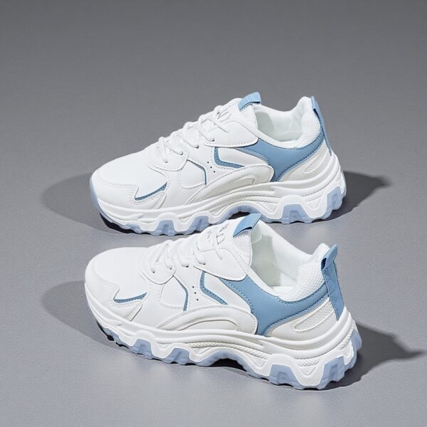 Made in China leather white shoes thick soles women's chunky sneakers ZY7823 - 图片 2