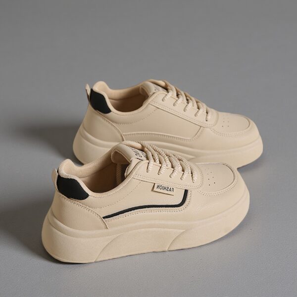 Made in China white leather shoes thick sole women khaki skateboard shoesSH522 - 图片 2