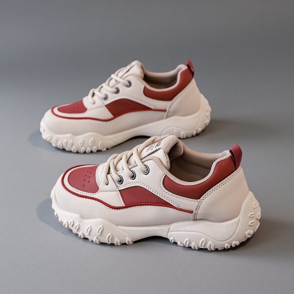 Made in China white leather women's flat shoes sports shoes KT309 - 图片 2