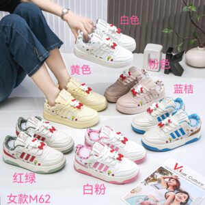 White leather shoes for women, autumn sneakers, student candy-colored casual sneakers M62