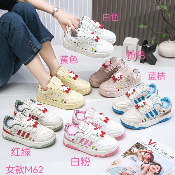 White leather shoes for women, autumn sneakers, student candy-colored casual sneakers M62
