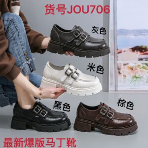 Made in China, British-style leather shoes with round toe, versatile loafers with thick soles and heightening sole JOU706