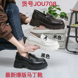 Made in China, British-style leather shoes with round toe, versatile loafers with thick soles and heightening sole JOU708