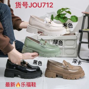 Made in China, British-style leather shoes with round toe, versatile loafers with thick soles and heightening sole JOU712