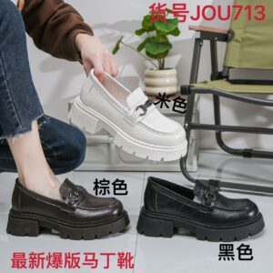 Made in China, British-style leather shoes with round toe, versatile loafers with thick soles and heightening sole JOU713