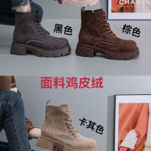 Made in China British style Martin boots women leather round toe versatile leather boots height thick sole waterproof short boots JOU716