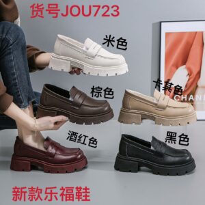 Made in China, British-style leather shoes with round toe, versatile loafers with thick soles and heightening sole JOU723