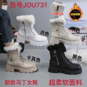 Made in China Grooming British style Martin boots women leather round toe versatile leather boots height thick sole waterproof short boots JOU731