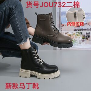 Made in China Grooming British style Martin boots women leather round toe versatile leather boots height thick sole waterproof short boots JOU732