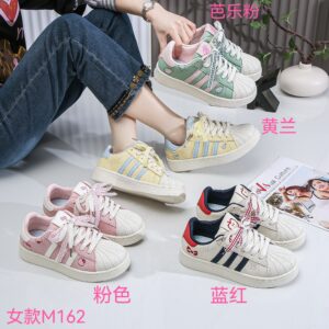 White leather shoes for women, autumn sneakers, student candy-colored casual sneakers M162