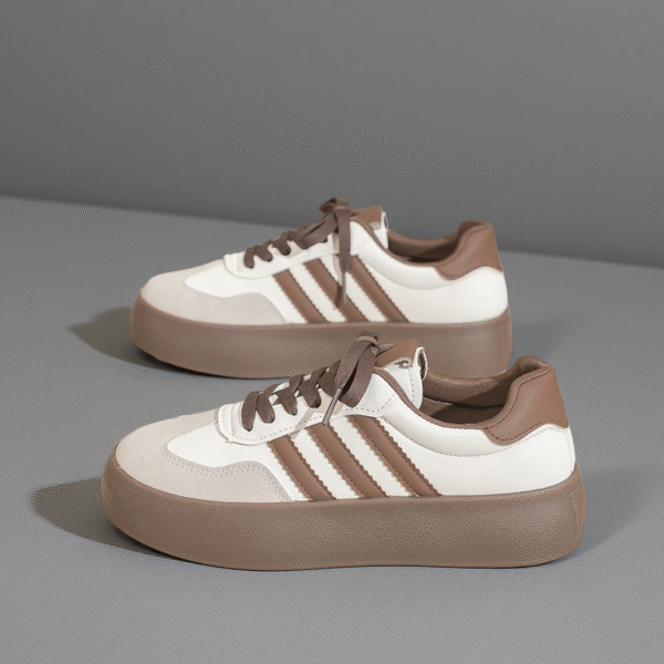 Couple's sneakers with thick white sole Men's white shoes running women's shoes German Army Trainer F8860 - 图片 2