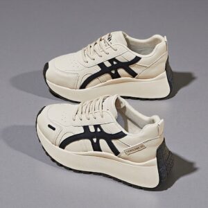 China-made women's white leather-soled soft-soled lightweight casual sports board shoes with thick heels ZY2016