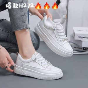 Сделано в Китае толстые подошвы женские белые туфли кожаные мягкие подошвы легкие повседневные спортивные кроссовки H272
