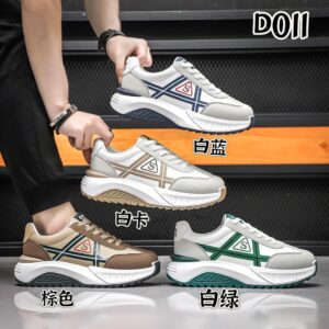 Men's thick sole height increase sneakers breathable running dad shoes D011