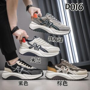 Men's thick sole height increase sneakers breathable running dad shoes D016