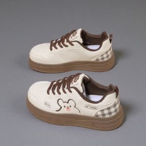 White Shoes Women's Thick Sole Bear Girl Shoes Cute Sport Sneakers Y211