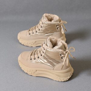 Waterproof, slip-resistant, fleece-wrapped warm cotton shoes for women in winter K6726