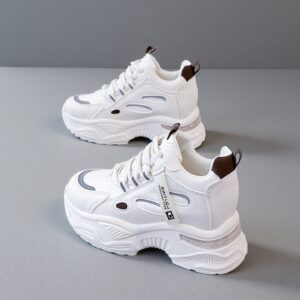 Thick sole inner height white leather surface waterproof sports shoes AT903-1