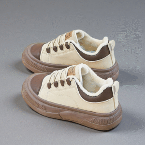 Women's cotton-lined flat white winter shoes Q2019