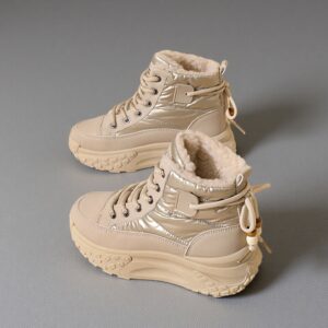 Waterproof, slip-resistant, fleece-wrapped warm cotton shoes for women in winter K6725