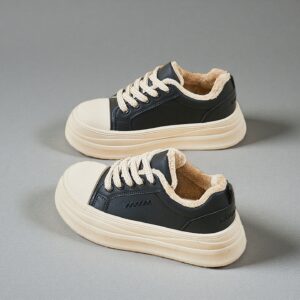 Women's winter fur-lined board shoes with waterproof leather uppers XQ-T2687