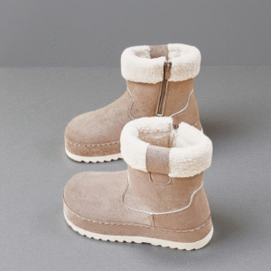 Winter suede-lined waterproof women's high-top snow boots with fleece lining 4682