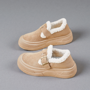 Women's thick-soled white winter shoes with fleece Q2022