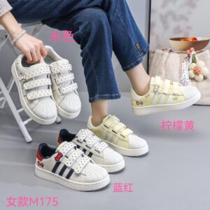 Leisure sports shoes, white Velcro flat shoes M175