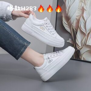 Leisure sports shoes, white thick-soled leather shoes H283
