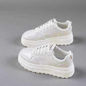 2026 Spring Women's High-Heeled Fleece-Soled Waterproof Thick-Soled Casual White HL516-1