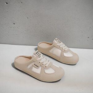 2026 Summer Casual Flat Slippers with Half-Loft Laces for Women-K3903