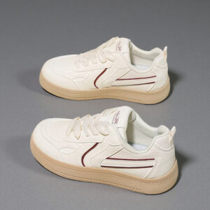 Women's New Thick-soled Versatile Spring Breathable White Sneakers for Students-Fashionable Casual Board Shoes Trendy FB2026-1