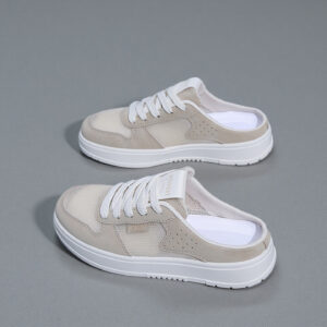 2025 Summer Women's Shoe Collection: Semi-Heeled White Sneakers with Instagram-Friendly Design, Breathable and Versatile for Students & Casual Wear – Flat-Soled HL709