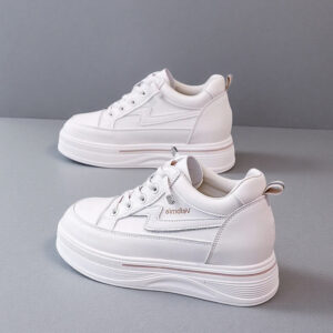 Women's Spring New-Style High-Insoles White Sneakers-Versatile Board Shoes for Small Statures, Perfect for Sports & Casual Wear (Model: YT2063)